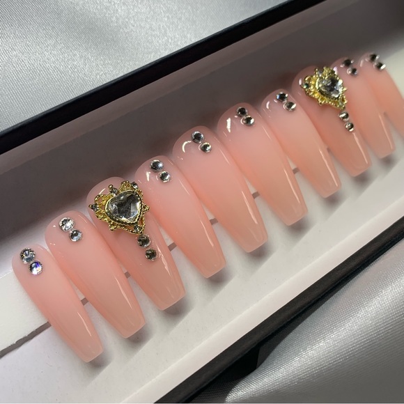 Long Coffin Soft Sheer Pink Nails - Picture 1 of 5